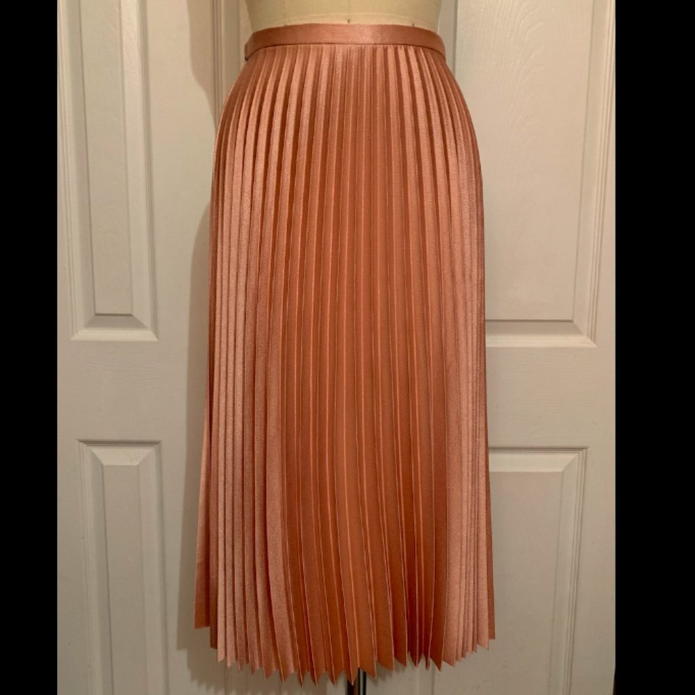 Zara Pleated Midi Skirt in Copper